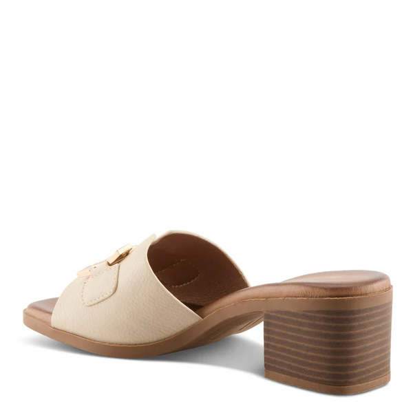 Patrizia by Spring Step Mabbitt Block Heel Gold Hardware Detail Slide Sandal - Bone