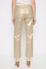 Image of Picadilly Metallic Foil Print Straight Leg Jeans - Almond Cream Multi