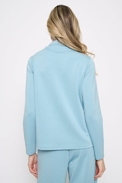 Picadilly Funnel Neck Multi Seam Top - Stone Blue