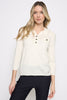 Image of Picadilly Johnny Collar Sweater Top with Metal Buttons - Off White