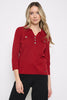 Image of Picadilly Johnny Collar Sweater Top with Metal Buttons - Ribbon Red