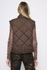 Image of Picadilly Reversible Quilted Zip-Front Vest - Chocolate/Leopard