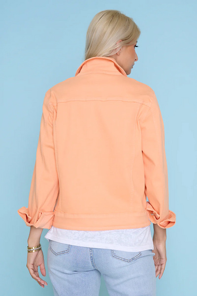 Picadilly Flower Button Denim Jacket - Apricot