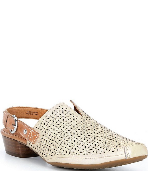 Pikolinos Alameda Square Toe Low Heel Slingback - Natural