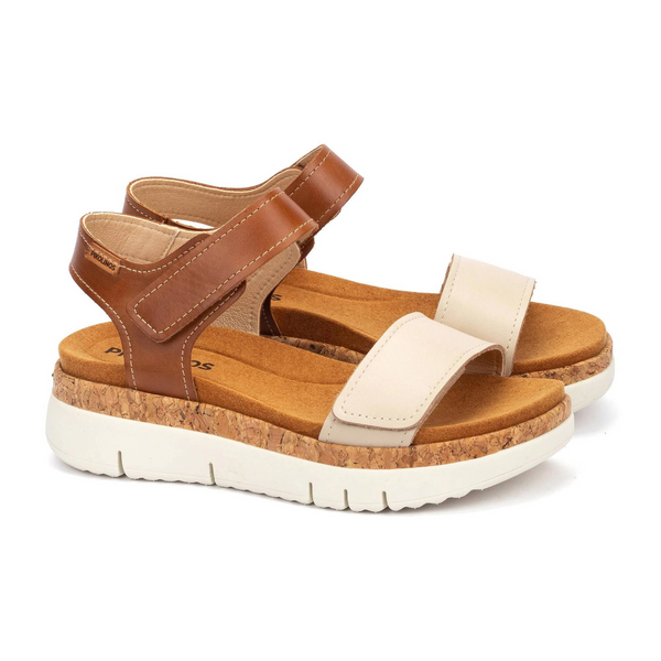Pikolinos Palma Strap Wedge Sandal - Brown/Ivory