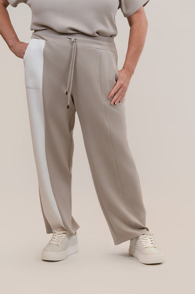 Pure Essence Color Block Drawstring Pant - Tan/White