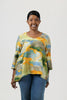 Image of Pure Essence Abstract Print Wide Sleeve V-Neck Top - Sunset Coast Multicolor
