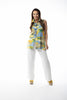 Image of Pure Essence Sleeveless Button Detail Abstract Print Tunic Top - Multicolor