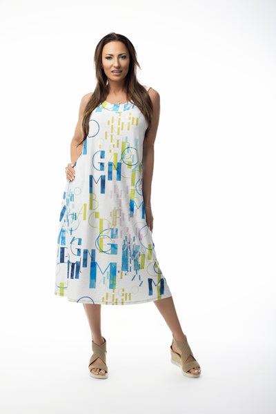 Pure Essence Textured Print A-Line Halter Dress - White/Multicolor