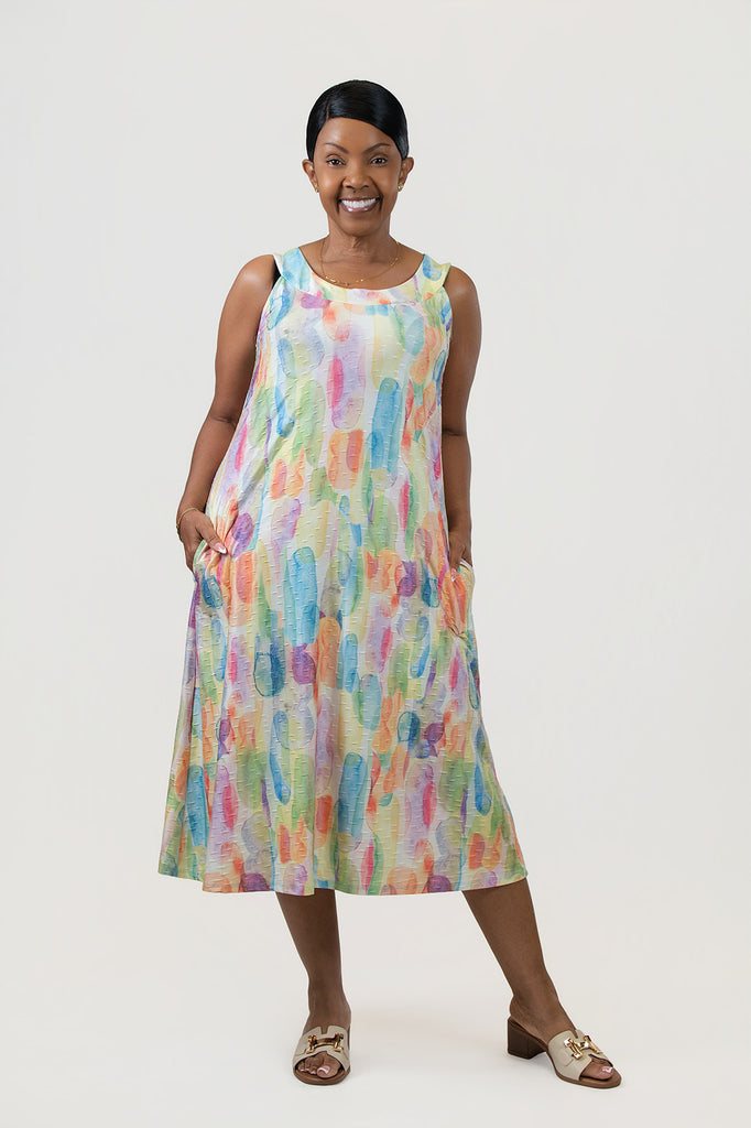 Pure Essence Textured Print A-Line Halter Dress