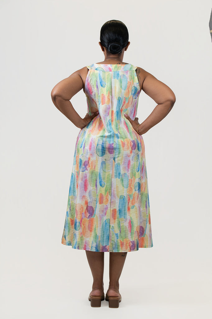 Pure Essence Textured Print A-Line Halter Dress