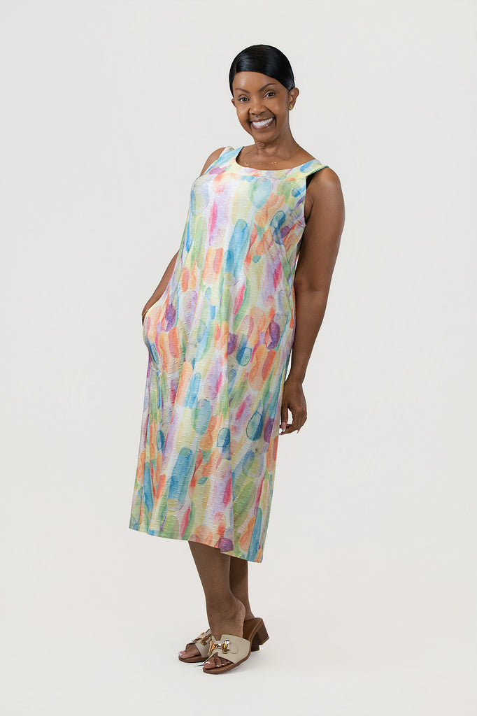 Pure Essence Textured Print A-Line Halter Dress
