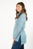 Image of Pure Essence Cowl Neck Sweater Knit Tunic - Blue