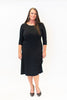 Image of Pure Essence 3/4 Sleeve Adjustable Ruched Hemline Bamboo Jersey Knit Dress - Black