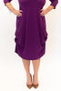 Image of Pure Essence 3/4 Sleeve Adjustable Ruched Hemline Bamboo Jersey Knit Dress - Grape