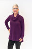 Image of Pure Essence Cowl Neck Sweater Knit Tunic - Grape