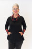 Image of Pure Essence Plaid Cowl & Cuff Mixed Media Bamboo Terry Top - Red/Black