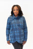 Image of Pure Essence Plaid Tab Collar Overlay Tunic - Denim Blue *Take an EXTRA 1/2 Off*