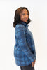 Image of Pure Essence Plaid Tab Collar Overlay Tunic - Denim Blue