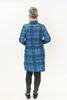 Image of Pure Essence Plaid Cowl Neck Tunic Dress with Pockets - Denim Blue