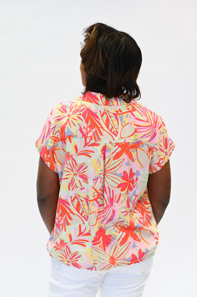 Pure Essence Hawaiian Print Blouse - Multicolor *Take 25% Off*