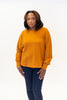 Image of Pure Essence Cable Knit Boat Neck Long Sleeve Boxy Top - Nutmeg