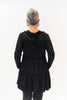 Image of Pure Essence Hooded Zip Front Bamboo Terry Tunic Dress - Black *Take an EXTRA 1/2 Off*