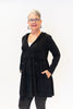 Image of Pure Essence Hooded Zip Front Bamboo Terry Tunic Dress - Black