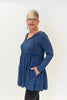 Image of Pure Essence Hooded Zip Front Bamboo Terry Tunic Dress - Indigo *Take an EXTRA 1/2 Off*