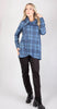 Image of Pure Essence Plaid Tab Collar Overlay Tunic - Denim Blue