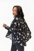 Image of Pure Essence Two Piece Abstract Dot Print Cowl Neck Poncho Top - Charcoal