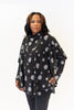Image of Pure Essence Two Piece Abstract Dot Print Cowl Neck Poncho Top - Charcoal