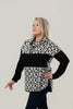 Image of Pure Essence Drawstring Cowl Neck Mixed Media Tunic - Black/Snow