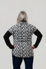 Image of Pure Essence Drawstring Cowl Neck Mixed Media Tunic - Black/Snow