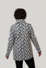 Image of Pure Essence Geometric Textured Knit Tab Collar Overlay Tunic - Black/Snow