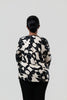 Image of Pure Essence Geometric Print Draped Cowl Neck Top - Black/Ivory