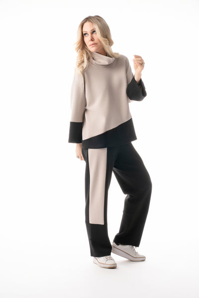 Pure Essence Color Block Drawstring Pant - Tan/Black