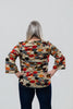Image of Pure Essence Abstract Dot Print Split Neck Tunic - Camel/Orange/Brown