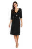 Image of RM Richards Rhinestone Detail Ruched Front Dress - Black