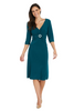 Image of RM Richards Rhinestone Detail Ruched Front Dress - Emerald
