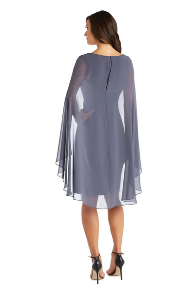 RM Richards Chiffon Cape Wrap Dress - Steel
