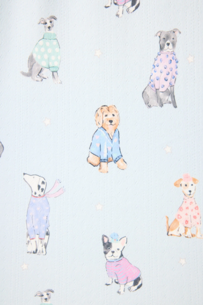 PJ Salvage Doggone Cold Dog Print Pointelle PJ Set - Blue Haze