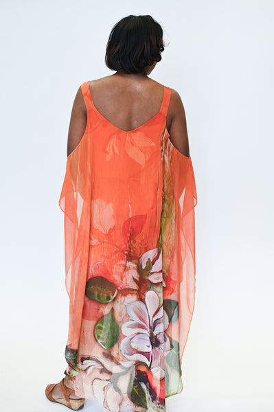 Radzoli Sleeveless Overlay Dress - Orange/Multicolor *Take 35% Off*