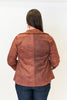 Image of Radzoli Washable Faux Suede Print Trim Jacket - Rust/Multicolor