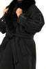Image of Rafaello Cashmere Blend Maxi Wrap Coat with Removable Fox Fur Collar - Black