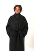 Image of Rafaello Cashmere Blend Maxi Wrap Coat with Removable Fox Fur Collar - Black