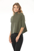 Image of Rain + Rose Aria Pleated Sleeve Mock Neck Sweater - Olive