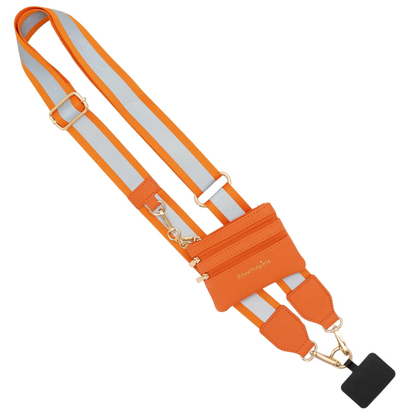 Save The Girls Clip & Go Reflective Strap with Zippered Pouch - Orange