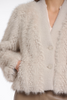 Image of Rino & Pelle Chaimae Faux Fur Button Front Cardigan - Birch White