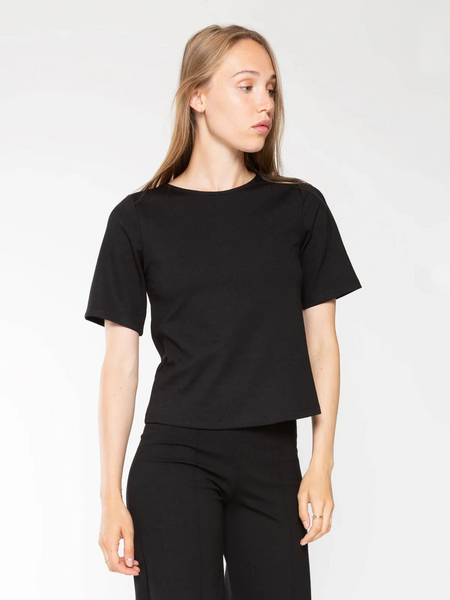 Ripley Rader Ponte Knit Short Sleeve Top Extended - Black